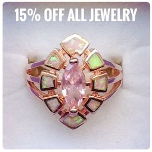 🆕 14k Opal & Pink Topaz Ring NWT